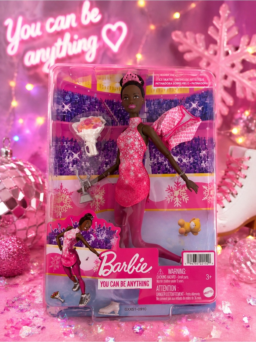 Barbie Figure Skater Doll in Bright Pink Outfit